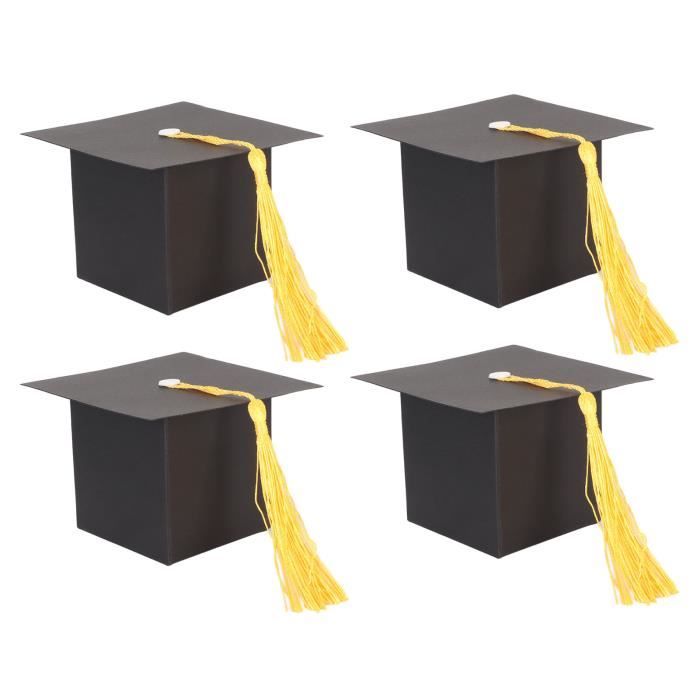 Lot 12 Boîtes Cadeau Chapeau De Diplômé – Boîtes Carton Avec Pompon Rouge Pour Remise De Diplômes, Fêtes Étudiantes