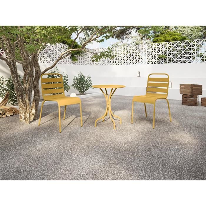 ensemble table et chaise de jardin en métal - jaune moutarde - mirmande de mylia