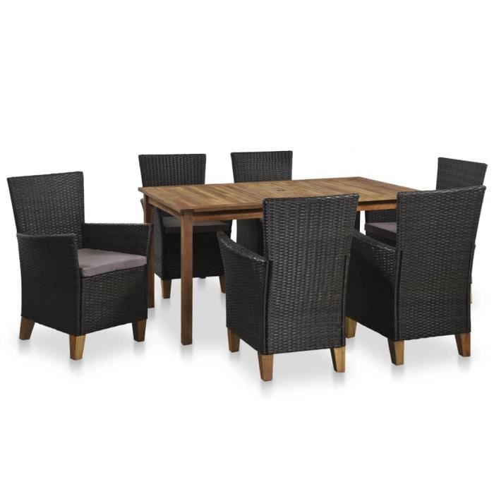 Mobilier D Exterieur 13 Pcs Salon De Jardin Resine Tressee Et Bois