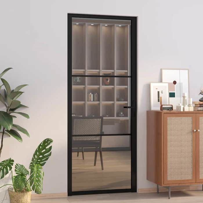VIDAXL Porte intérieure verre ESG et aluminium 83x201 5 cm