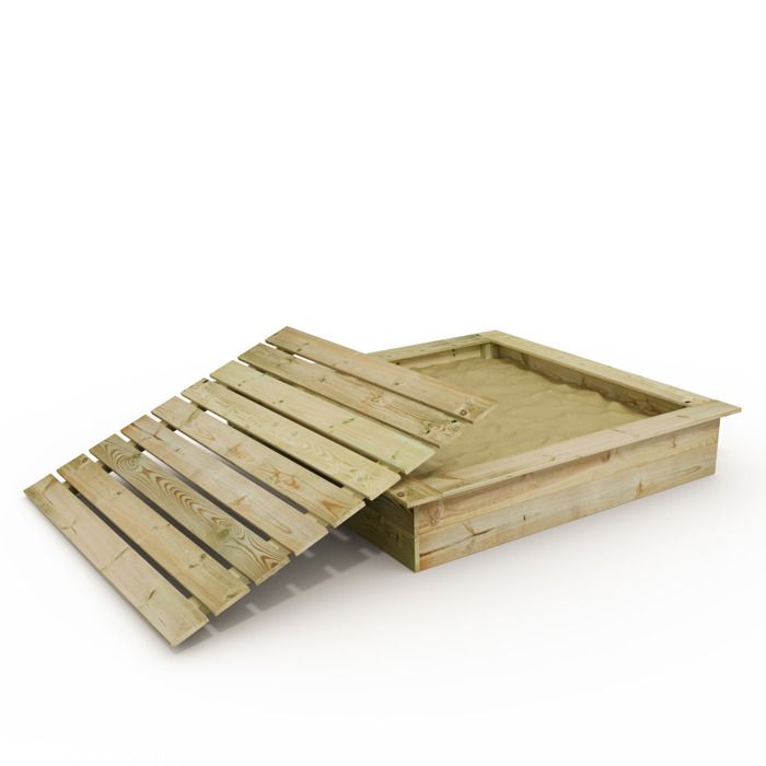 Bac à sable WICKEY King Kong en bois avec rebord d'assise et couvercle amovible - 165 x 165 cm Bac à sable WICKEY King Kong en bois avec rebord d'assise et couvercle amovible - 165 x 165 cm