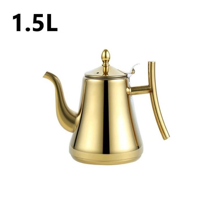 Théière / Cafetière En Acier Inoxydable 1L Ou 1.5L Avec Filtre Amovible - Design Classique, Fond Plat épais, Bec Verseur Précis - Pour Maison, Café, Restaurant