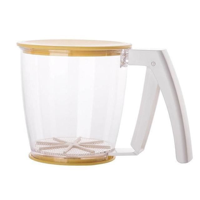 Polypropylène Qualité Alimentaire Secoueur Tamiseur Épandeur De Sucre En Poudre Moulin à Sucre Tamis à Farine Filtre De Cuisine Avec Couvercle En Filet Fin Chocolat Farine épices Cuisine Cuisson 2 Pcs