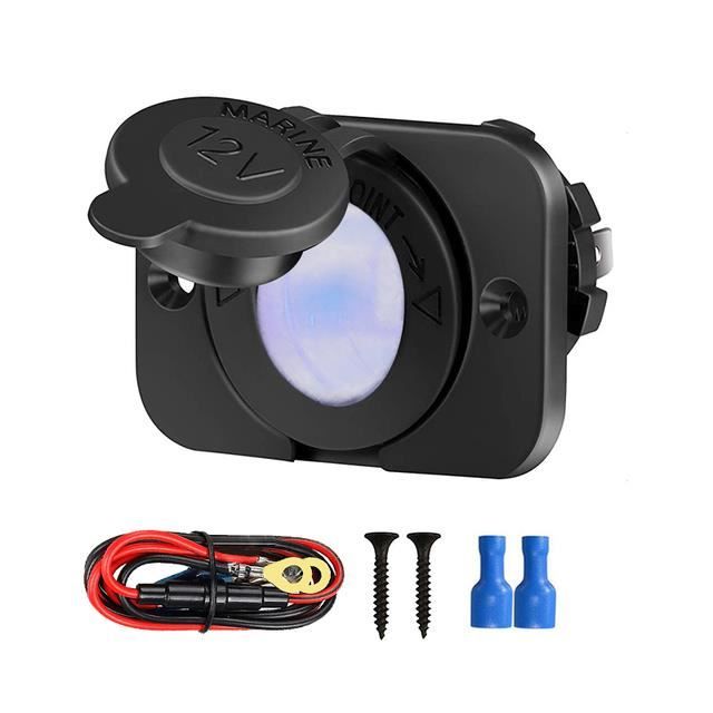 Prise Allume-cigare étanche Et Anti-poussière 12 V Pour Voiture, Moto, VTT (bleu