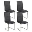 AKALNNY Lot de 4 Chaises avec Dossier Siège Confortable - Simili Noir--utilisée pour les chaises de salle à manger de restaurant-1