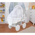 WALDIN Landau-berceau bébé complet - Cadre - roues peintes en blanc, gris - points gris-1
