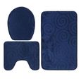 Ensemble de tapis de bain de toilette 3 pièces - HURRISE - Pierre en relief - Bleu marine-1