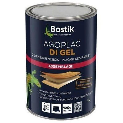 Colle néoprène - BOSTIK - Agoplac DI gel - 1L - Prise immédiate - Résistante à la chaleur