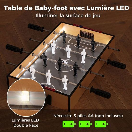 Baby-Foot Table de Pliable Foot d'intérieur Pliable avec 22 Figurines 2 Balles 2 Marqueurs de Scores Jeu de Football 121 x 60,5 x 81CM Noir