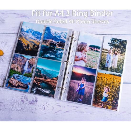 30 Pochettes Photo A4 Pour Album - 240 Compartiments A6 - Transparentes - Compatible Anneaux 2/3/4