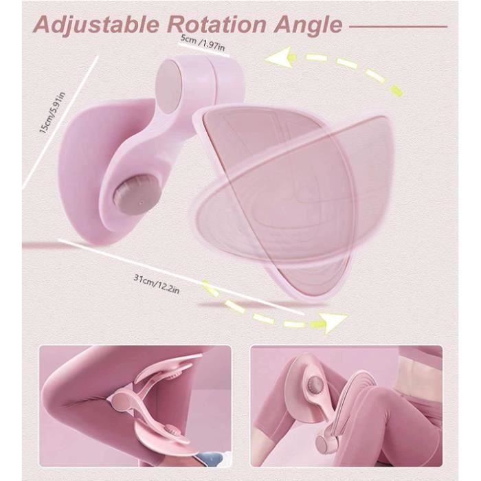Appareil Musculation Fessiers & Plancher Pelvien - Entraîneur Cuisses Postpartum - Écran Compteur & Recharge USB - Rose