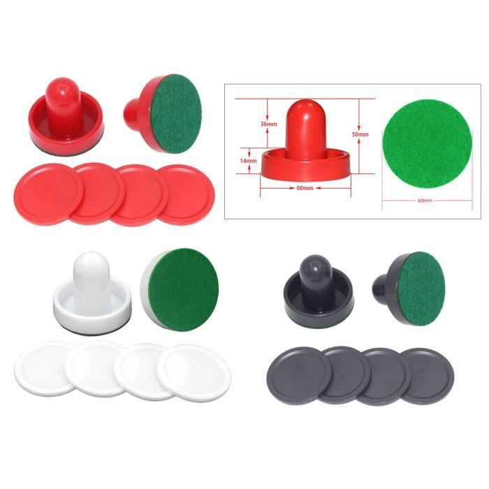 Lot de 4 palets et poussoirs en plastique pour air hockey - Poignées de but de rechange pour tables de jeu, accessoires d'équipement