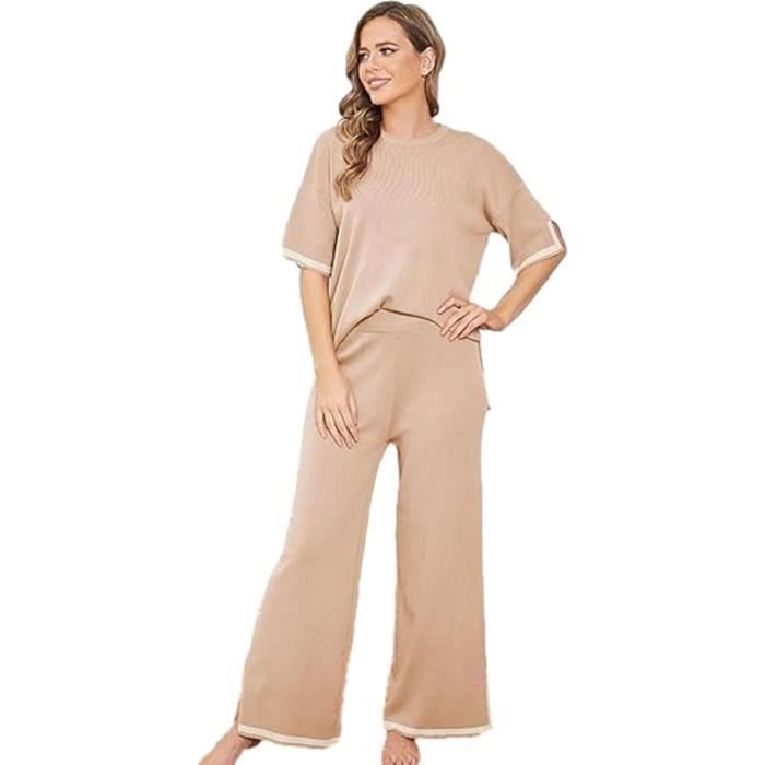 Ensemble Survêtement Femme 2 Pièces été - T-shirt Manches Courtes Et Short - Loungewear Décontracté