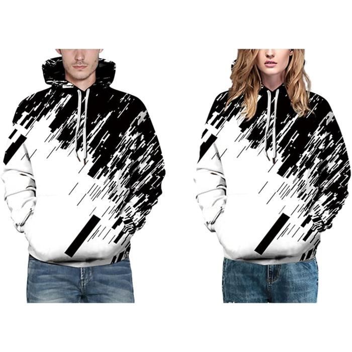 Sweats a Capuche pour Homme Femme Imprime 3D Pull Sweat Shirt a Manches Longues Casual Hoodie Sweat Graphique Noir Cdiscount Pret a Porter