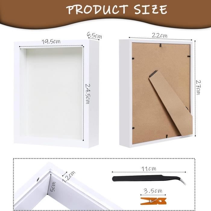 Cadres Photo 3D, 20.3 x 25.4 x 5cm Cadre 3d Profond, Cadre de Boîte d ...