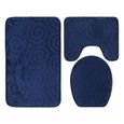 Ensemble de tapis de bain de toilette 3 pièces - HURRISE - Pierre en relief - Bleu marine-2