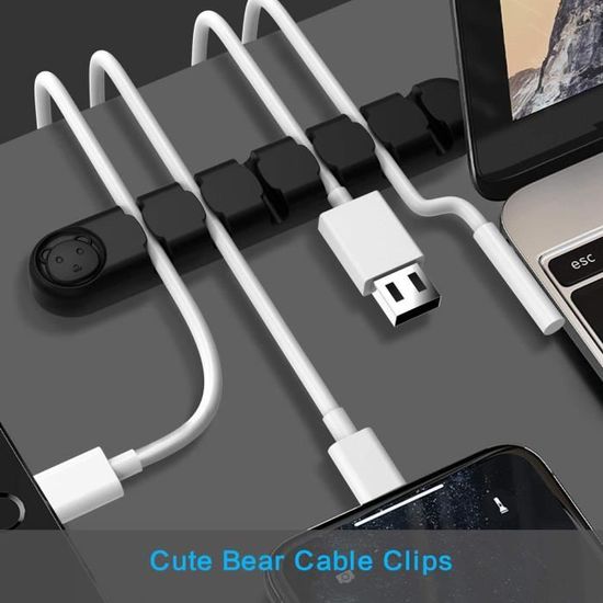 Attaches Câbles Autocollantes - Lot De 10 Clips Organisateurs De Bureau Pour Câbles USB, HDMI, Chargeurs