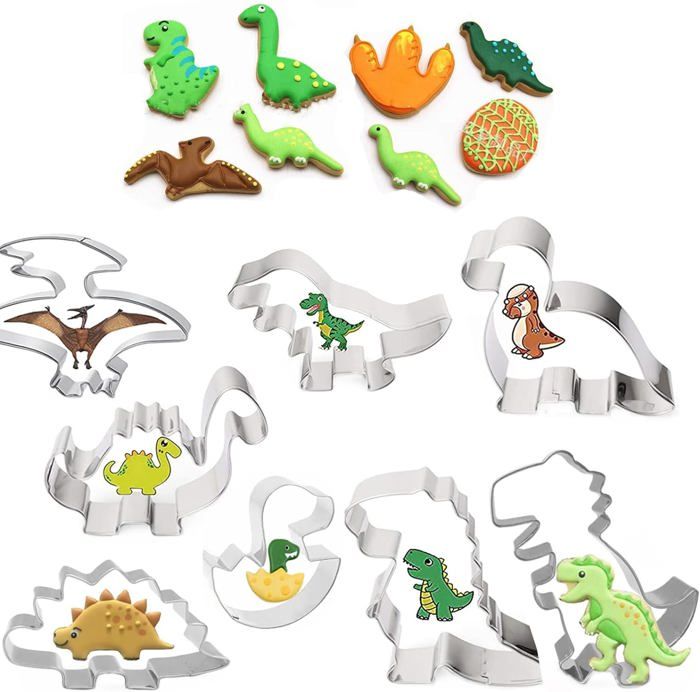 Lot De 8 Emporte-Pièces Dinosaures En Acier Inoxydable Pour Enfants