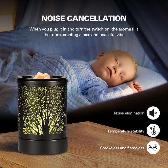Brûleur Cire Parfumée Électrique Rétro En Métal – Lampe Chauffe Bougie Avec Minuterie Et Luminosité Réglable, 2 Ampoules 50W