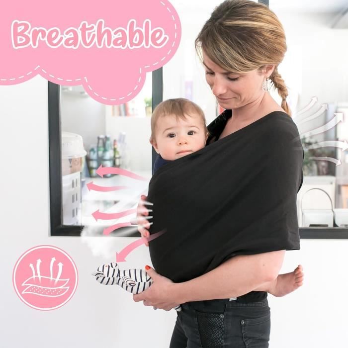 Écharpe De Portage Bébé Lvjkes - Multifonction Réglable, Confort Ergonomique, 6-48 Mois Jusqu'à 25 Kg, Noir
