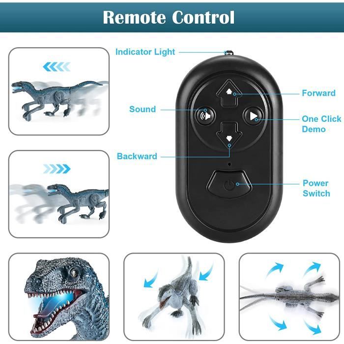 Mini Tudou Vélociraptor Télécommandé 2,4 GHz - Dinosaure Robot Avec Lumières LED Et Rugissements, Rechargeable, Grand 46 Cm, Cadeau éducatif Pour Enfants 4-12 Ans