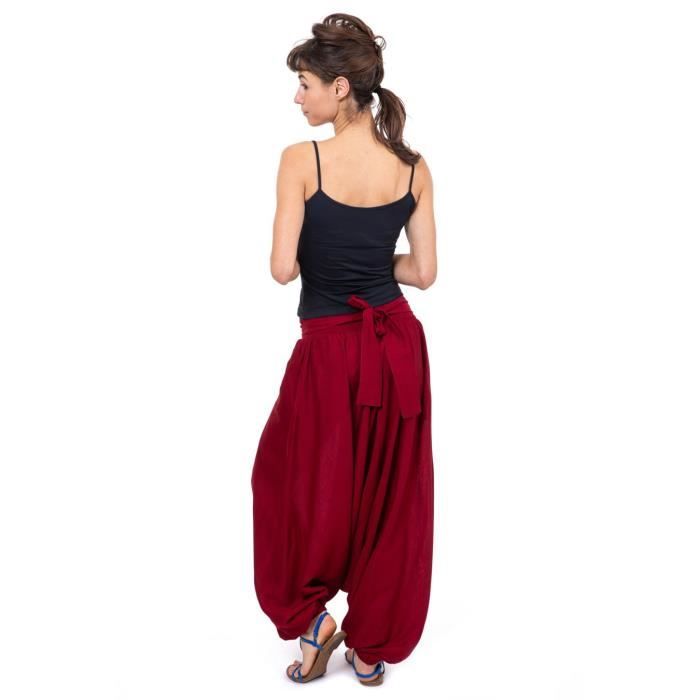 Pantalon sarouel femme fluide chic Tawneeh Bordeaux Cdiscount