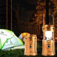 TD® Lampe solaire de camping rechargeable suspension Or- Lanterne Solaire Extérieur Intérieur-3