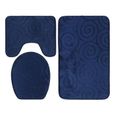 Ensemble de tapis de bain de toilette 3 pièces - HURRISE - Pierre en relief - Bleu marine-3