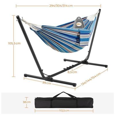 Hamac de jardin avec support en métal époxy hamac sur pied 1 place charge max. 120 Kg sac transport rouge