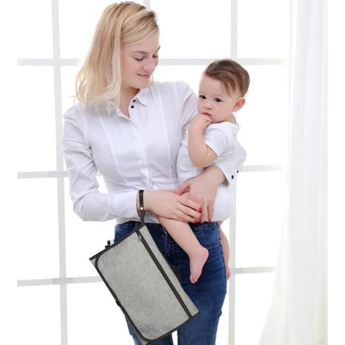 Matelas Langer Portable étanche Matelas à Langer Portable étanche - Compatible Poussette Et Siège Auto - Gris/kaki Matelas A Langer Bebe Portable