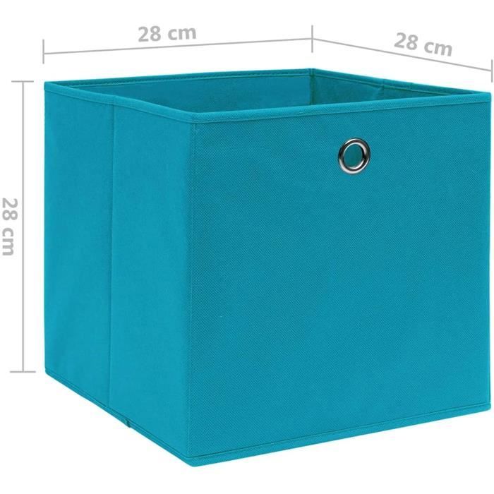 Lot de 10 Boîtes de Rangement Pliables Cube de Rangement Tissu intissé  28x28x28 cm Bleu azuré