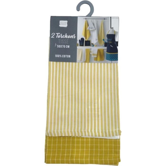 Lot De 2 Torchons Tisse Grand Chef Gris Douceur D'intérieur