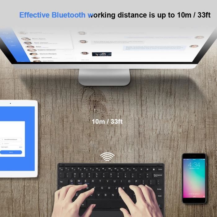 Qwert Apple Ipad 10.2in 2019 Clavier Bluetooth sans fil détachable Tablette  Clavier Bluetooth