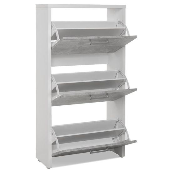 Fulda Meuble A Chaussures 18 Paires Contemporain Blanc Et Effet