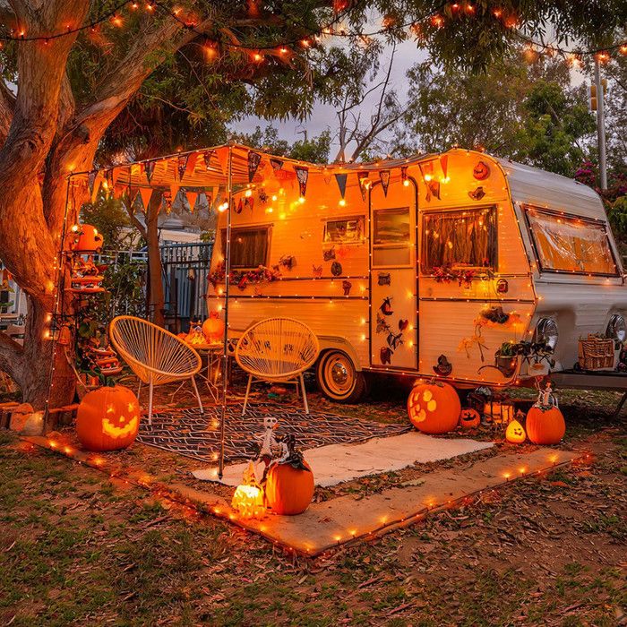 Guirlande Lumineuse Orange Halloween 12m 120 LED - 8 Modes, Piles AA, étanche IP43, Extérieur/intérieur