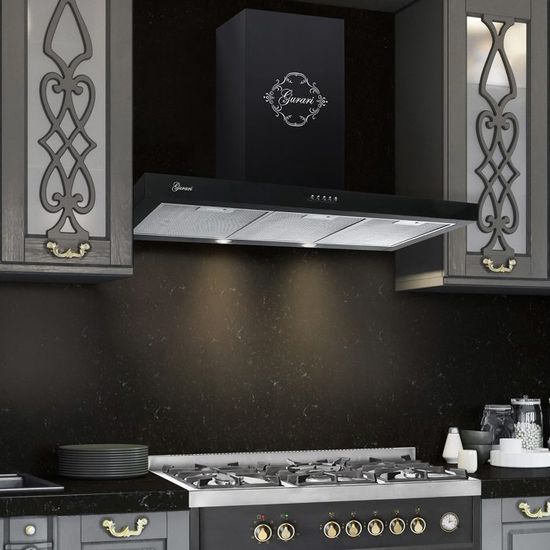 Hotte Murale 80 Cm GURARI 286 WH 8 Pr/Hotte Aspirante Verre Blanc/Hotte Inclinée 1000 M³/h Avec Télécommande/Classe A