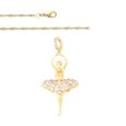 Collier Pendentif Danseuse De Ballet Plaqué Or 750 - Zircon Blanc, Neuf Avec étiquettes