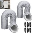 2pcs Gaine isolante – – Isolation thermique 3 couches – Pour climatiseur mobile – Gris clair 150cm