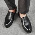MOCASSIN Homme - Chaussures en cuir de tempérament d'affaires de mode - noir HB™-0