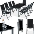 TECTAKE Ensemble chaises de salle à manger POMPEII avec Cadre en aluminium pour 8 personnes Résistant aux intempéries - Gris Foncé-0