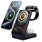 YAEFDD Chargeur sans fil rapide 3-en-1 avec éclairage coloré pour Apple Watch Series/Ultra/SE, iPhone 16/15/14/13/12/Pro/Max/AirPods -noir