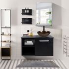 PULUOMIS Meuble de Salle de Bain Meuble sous-Vasque + Lavabo avec Robinetterie + Miroir + 2 Étagères