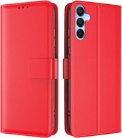 Coque pour Samsung Galaxy A15 4G/5G Housse Etui Portefeuille, Cuir Multifonction, Fermeture Magnétique à Clapet Anti-Choc (Rouge)