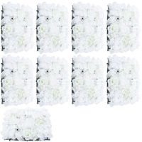 Lot de 9 murs de roses artificielles en soie pour le jardin - Décoration de mariage - 40 x 60 cm - Blanc