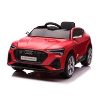 Voiture électrique pour enfants Audi e-tron 12V, 2 moteurs, siège en cuir, roues en caoutchouc, couleur Rouge