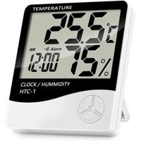 Thermomètre Intérieur Hygromètre Numérique Écran LCD Digital Température Humidité Horloge Maison HTC-1