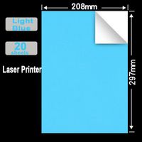 Gommette,Autocollant A4 pour imprimante Laser couleur, impression et écriture d'étiquettes adhésives- 20 Light blue