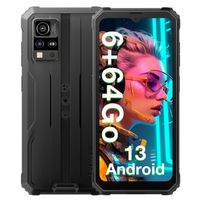 Blackview BV4800 Smartphone Robuste 6Go + 64Go 6.56'' Android 13 Caméra 13MP 5180 Double SIM 4G GPS - Noir