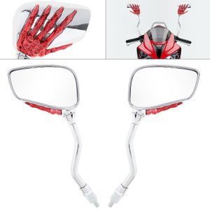 CICMOD R/étroviseur Universal Moto Chrome Cr/âne Squelette Main Rearview R/étroviseurs 8mm 10mm-Argent