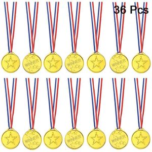 Syijupo Medaille Enfant,Lot de 24 médailles de récompense en Plastique doré pour Enfants,Médailles du Gagnant pour Journée Sportive des Enfants Partie Compétition Récompenses Cadeaux